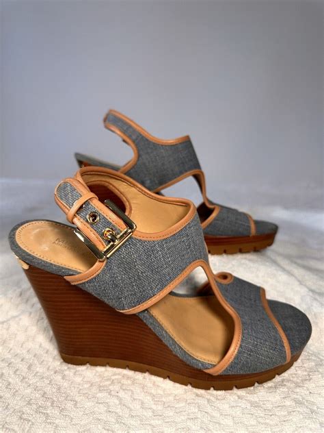 michael kors tan wedges|michael kors denim wedges.